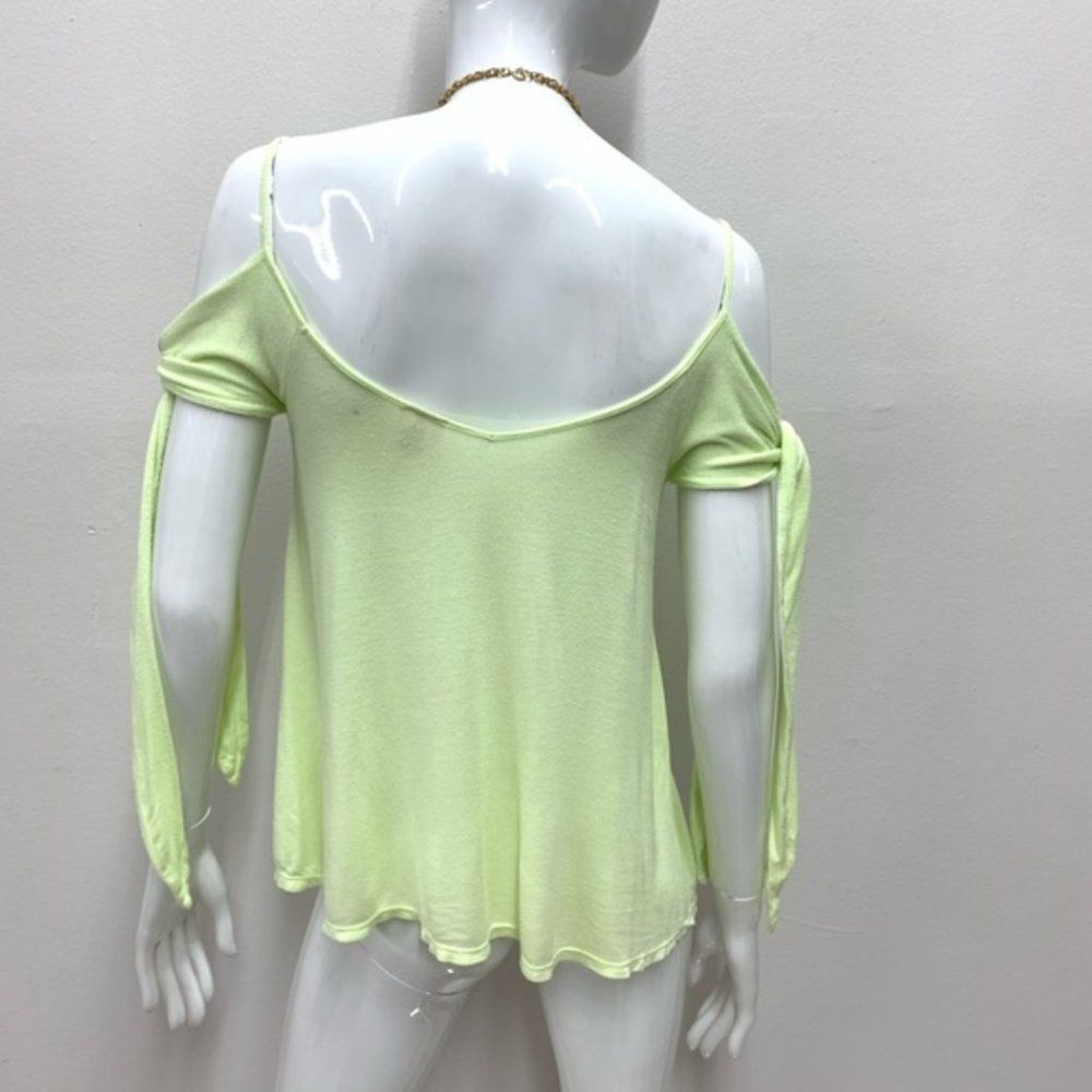 NWOT, Free People Believe Me Cold Shoulder Top in Lime Green - Picture 5 of 5